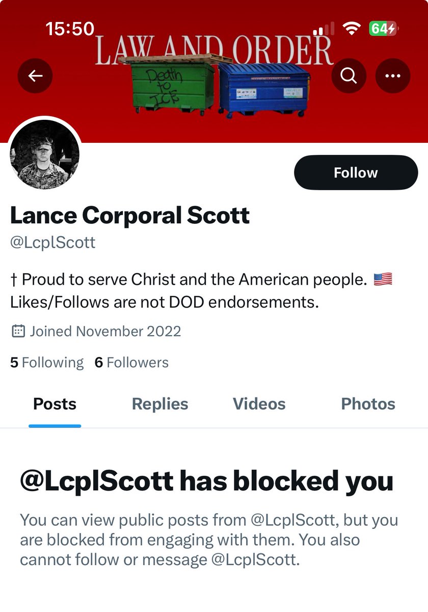 MainelyGill's tweet image. If anyone stumbles across a guy here. with the screen name @LcplScott, he uses a military rank and a photo in uniform in his profile.
He’s actually a civilian.
When called out for his cosplay, he blocked me and ran away.
Fucking clown.