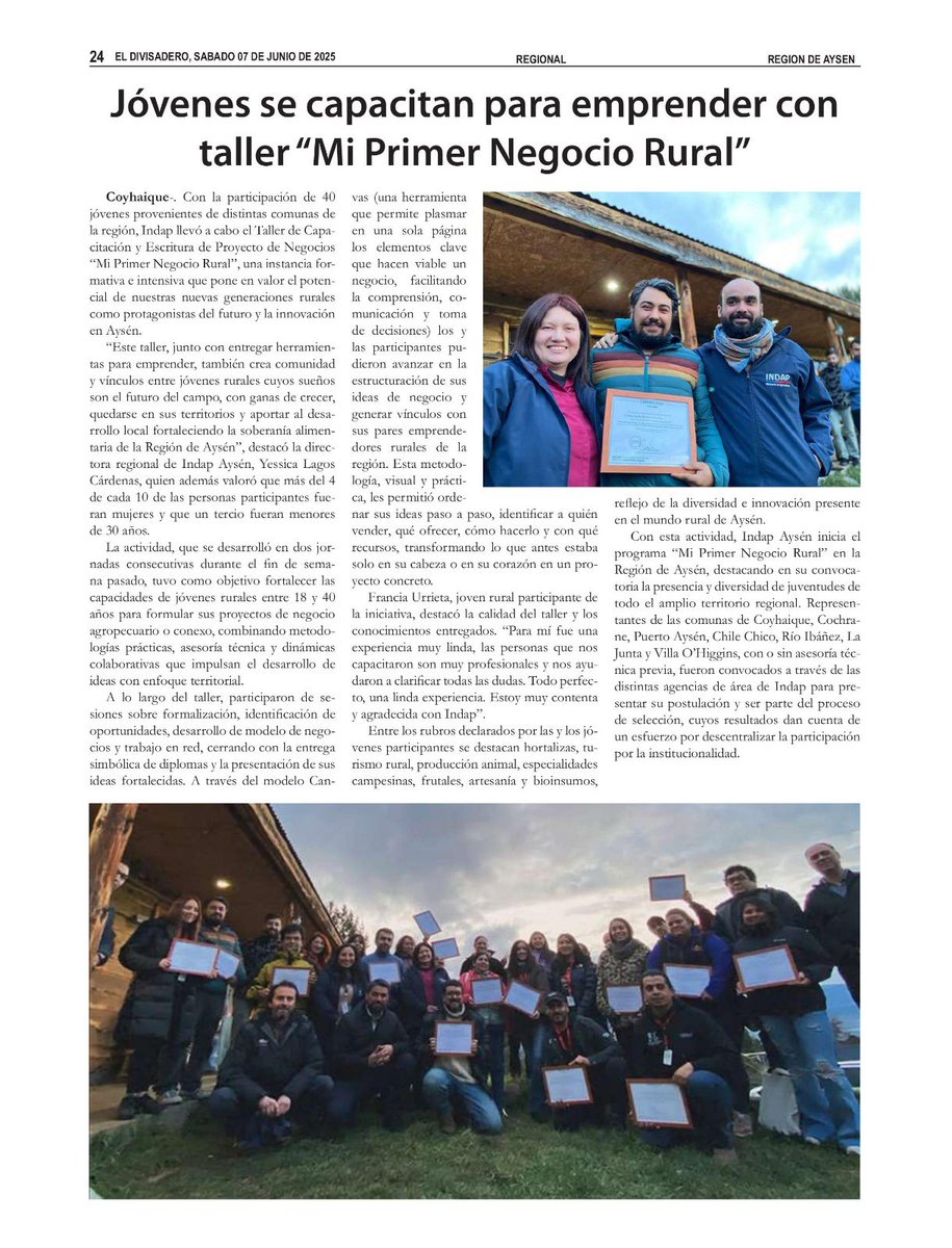 🌱 Jóvenes de Aysén se capacitan con el taller “Mi Primer Negocio Rural”, dando sus primeros pasos hacia el emprendimiento local.
¡Impulsamos talento con identidad territorial! 💪
#AysénEmprende #MiPrimerNegocio #MultigremialAysén
