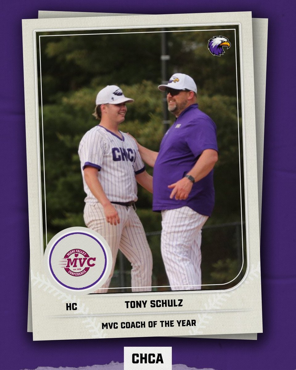 CHCA Baseball (@chca_bb) on Twitter photo ‼️ Tony Schulz has been named 2025 MVC Coach of the Year after leading the Eagles to another MVC Title! 
#echipa ‼️ Tony Schulz has been named 2025 MVC Coach of the Year after leading the Eagles to another MVC Title! 
#echipa