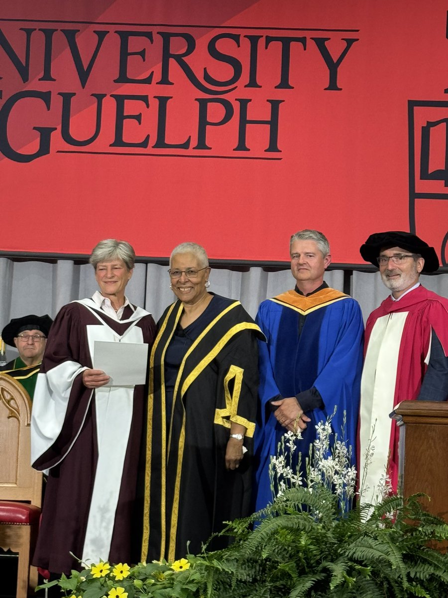 Exciting day for Pathobio at #UoGuelph convocation as our own Dr. Dorothee Bienzle was awarded / became a University Professor Emerita.  Congrats Dorothee!!!