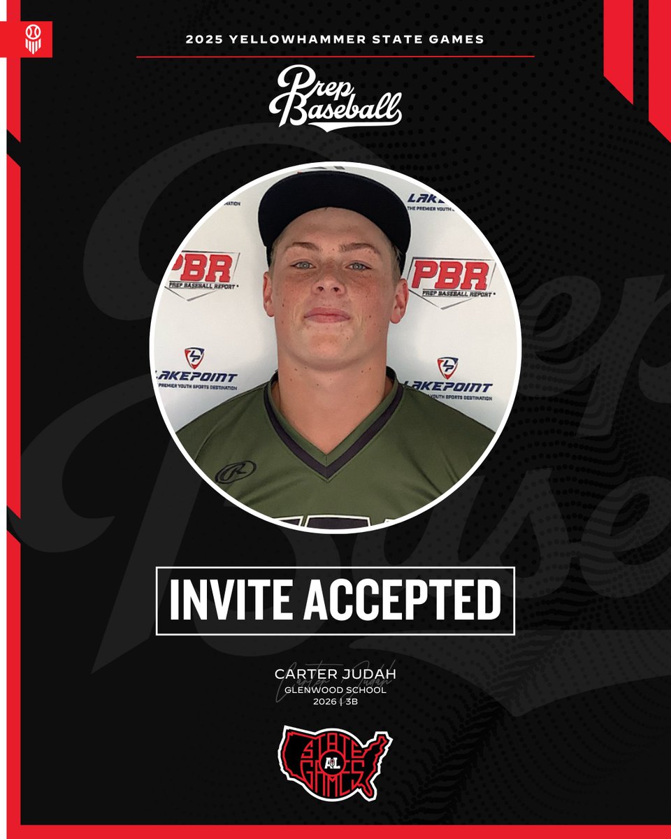 Prep Baseball Alabama (@prepbaseballal) on Twitter photo #𝐘𝐒𝐆𝐚𝐦𝐞𝐬𝟐𝟓: 𝐈𝐧𝐯𝐢𝐭𝐞 𝐀𝐜𝐜𝐞𝐩𝐭𝐞𝐝 ✅
3B Carter Judah (<a href="/GatorGlenwood/">Glenwood Gator Baseball</a>, 2026) is 𝗟𝗢𝗖𝗞𝗘𝗗 𝗜𝗡 🔐 for the Yellowhammer State Games, held on June 17th-18th at Sand Mountain Park in Albertville, AL.
Request an invite to the premier event of the summer. ⤵️
🔗: #𝐘𝐒𝐆𝐚𝐦𝐞𝐬𝟐𝟓: 𝐈𝐧𝐯𝐢𝐭𝐞 𝐀𝐜𝐜𝐞𝐩𝐭𝐞𝐝 ✅
3B Carter Judah (<a href="/GatorGlenwood/">Glenwood Gator Baseball</a>, 2026) is 𝗟𝗢𝗖𝗞𝗘𝗗 𝗜𝗡 🔐 for the Yellowhammer State Games, held on June 17th-18th at Sand Mountain Park in Albertville, AL.
Request an invite to the premier event of the summer. ⤵️
🔗: