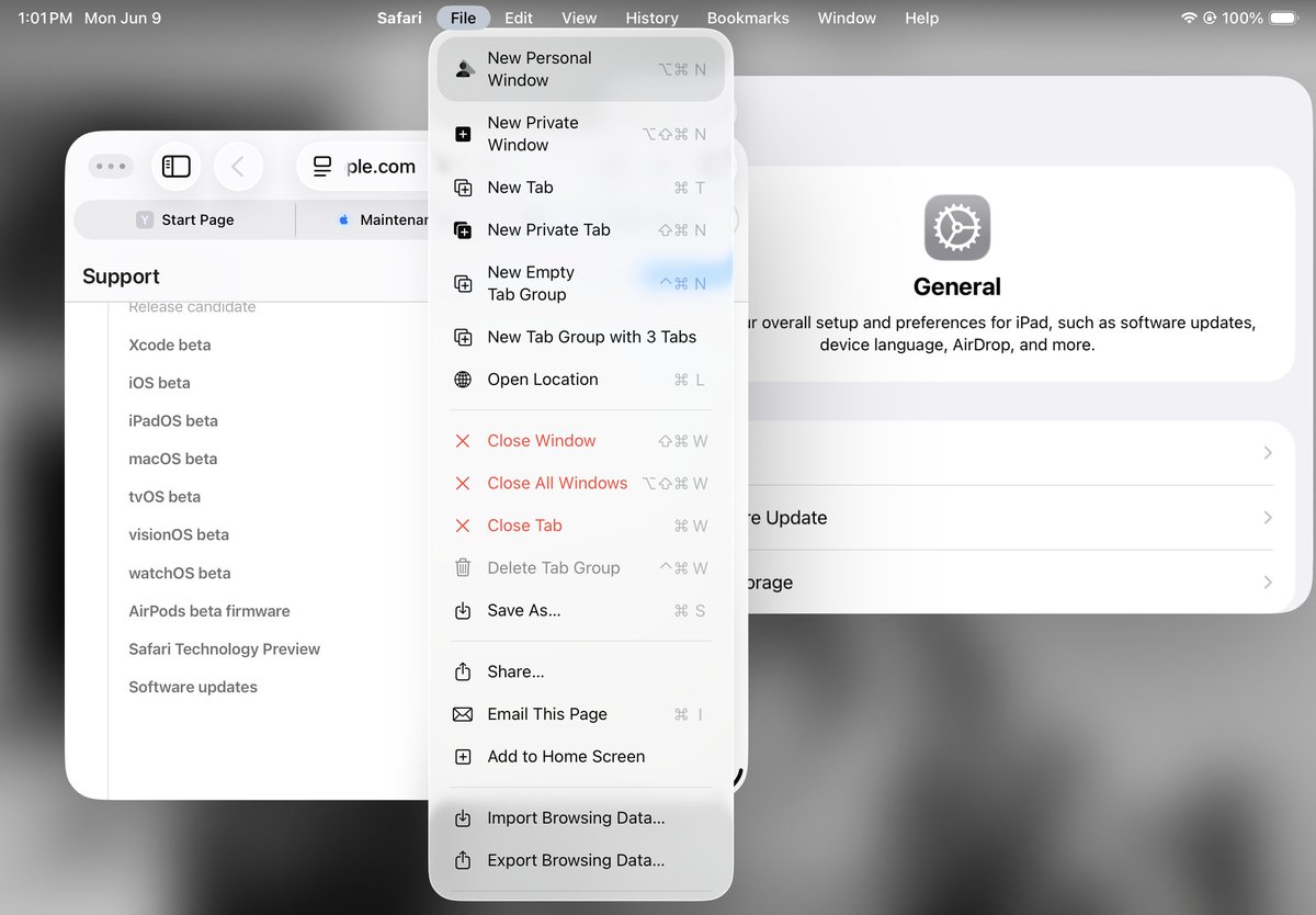 I didn’t quite internalize that bringing windowing to iPad meant full-on system menus at the top like a Mac too!