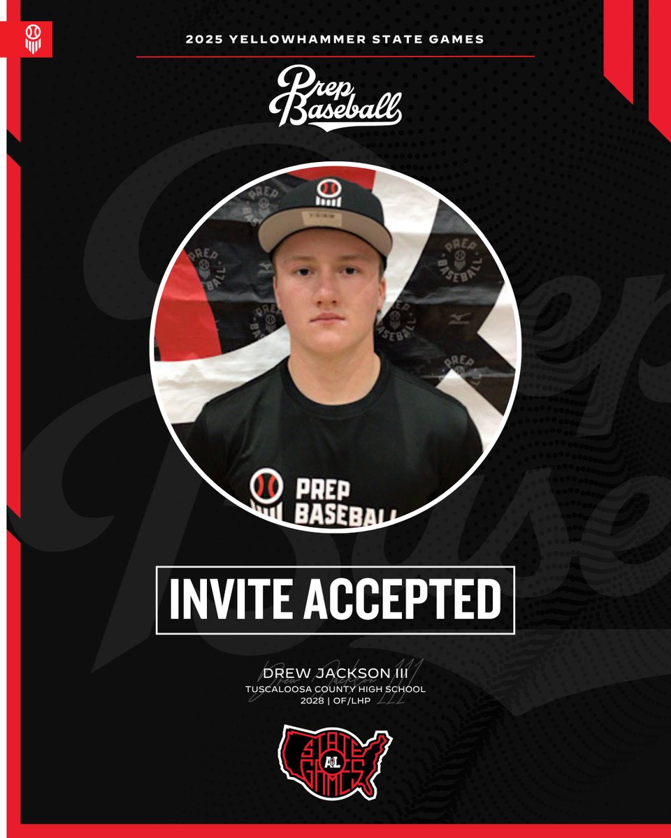 Prep Baseball Alabama (@prepbaseballal) on Twitter photo #𝐘𝐒𝐆𝐚𝐦𝐞𝐬𝟐𝟓: 𝐈𝐧𝐯𝐢𝐭𝐞 𝐀𝐜𝐜𝐞𝐩𝐭𝐞𝐝 ✅
OF/LHP Drew Jackson III (<a href="/TuscaloosaCoun1/">Tuscaloosa County Baseball</a>, 2028) is 𝗟𝗢𝗖𝗞𝗘𝗗 𝗜𝗡 🔐 for the Yellowhammer State Games, held on June 17th-18th at Sand Mountain Park in Albertville, AL.
Request an invite to the premier event of the #𝐘𝐒𝐆𝐚𝐦𝐞𝐬𝟐𝟓: 𝐈𝐧𝐯𝐢𝐭𝐞 𝐀𝐜𝐜𝐞𝐩𝐭𝐞𝐝 ✅
OF/LHP Drew Jackson III (<a href="/TuscaloosaCoun1/">Tuscaloosa County Baseball</a>, 2028) is 𝗟𝗢𝗖𝗞𝗘𝗗 𝗜𝗡 🔐 for the Yellowhammer State Games, held on June 17th-18th at Sand Mountain Park in Albertville, AL.
Request an invite to the premier event of the
