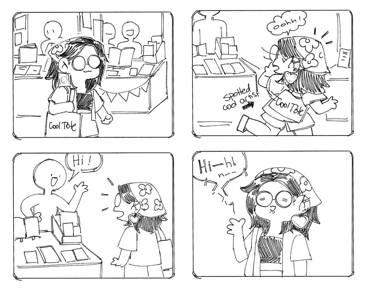 wanting to draw comics again after tcaf so why not draw the most embarrassing interaction of that weekend 🤡 heehee 