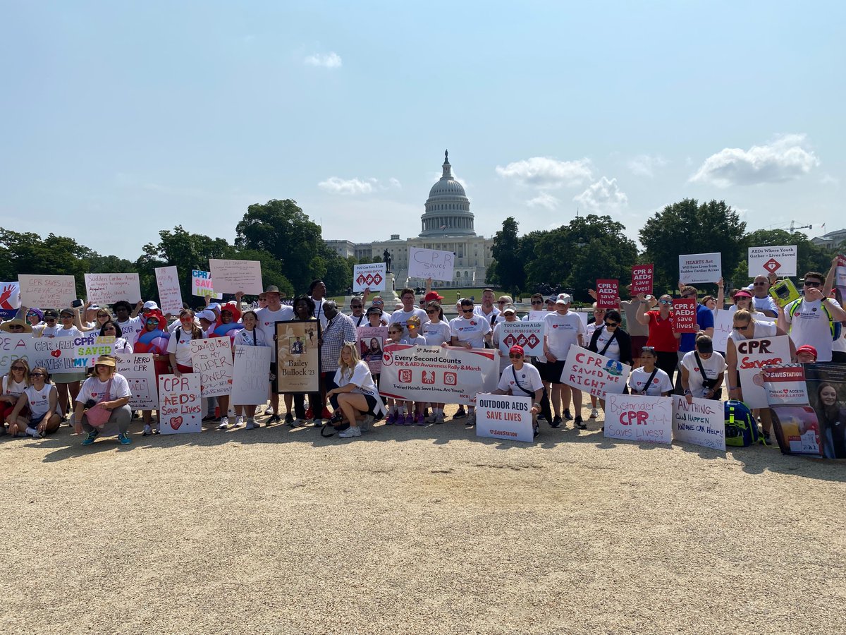 AmHeartAdvocacy's tweet photo. #ICYMI: Survivors and families who have lost a loved one to cardiac arrest gathered for #CPRWeek with a clear message: #CPRSavesLives.

We’re calling on Congress to fully fund the bipartisan HEARTS Act in the FY26 budget to increase #AccesstoAEDs and CPR. https://t.co/44bOB1B02n https://t.co/z5FhOqeJ74