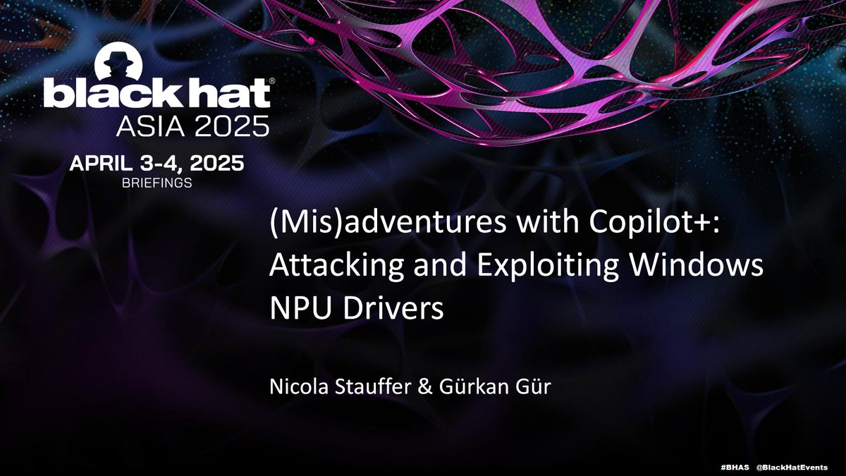 𝑴𝒊𝒔𝒂𝒅𝒗𝒆𝒏𝒕𝒖𝒓𝒆𝒔 𝒘𝒊𝒕𝒉 𝑪𝒐𝒑𝒊𝒍𝒐𝒕+: 𝑨𝒕𝒕𝒂𝒄𝒌𝒊𝒏𝒈 𝒂𝒏𝒅 𝑬𝒙𝒑𝒍𝒐𝒊𝒕𝒊𝒏𝒈 𝑾𝒊𝒏𝒅𝒐𝒘𝒔 𝑵𝑷𝑼 𝑫𝒓𝒊𝒗𝒆𝒓𝒔

🧠🤖 AI PCs = New Attack Surface – Copilot-ready laptops ship with dedicated NPUs and an all-new MCDM driver stack. Nicola Stauffer &amp; Gürkan