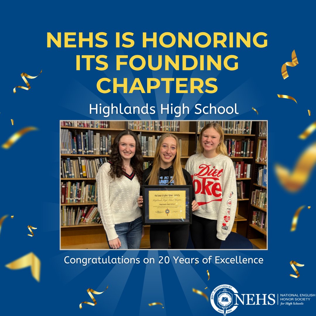 🎉 Celebrating a Legacy! 🎉 Today, we proudly recognize Highlands High School as one of the visionary founding chapters of the National English Honor Society, established 20 years ago.