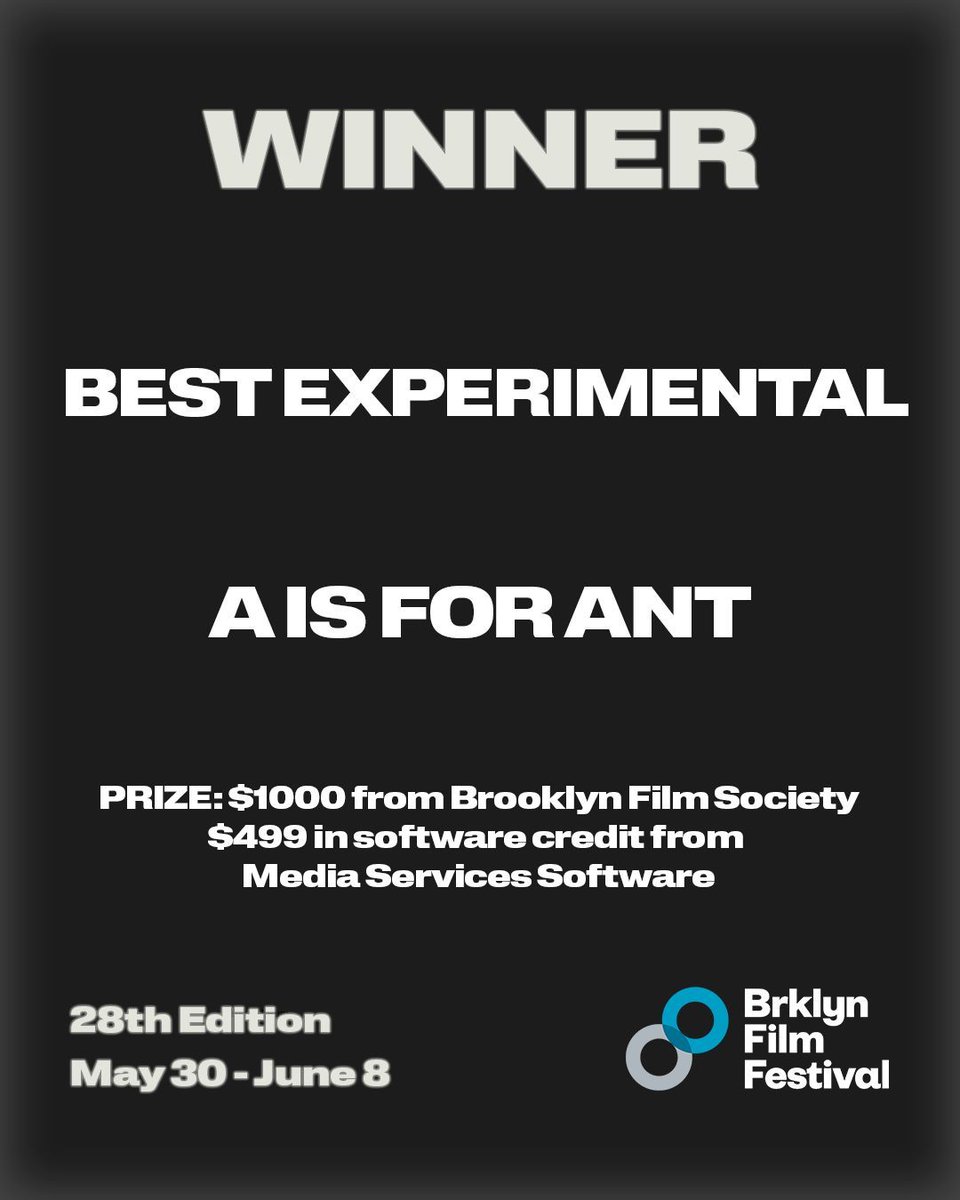 Announcing the Best in Category winners of the 28th Brooklyn Film Festival!

Best Experimental: A IS FOR ANT by Jack Davison
