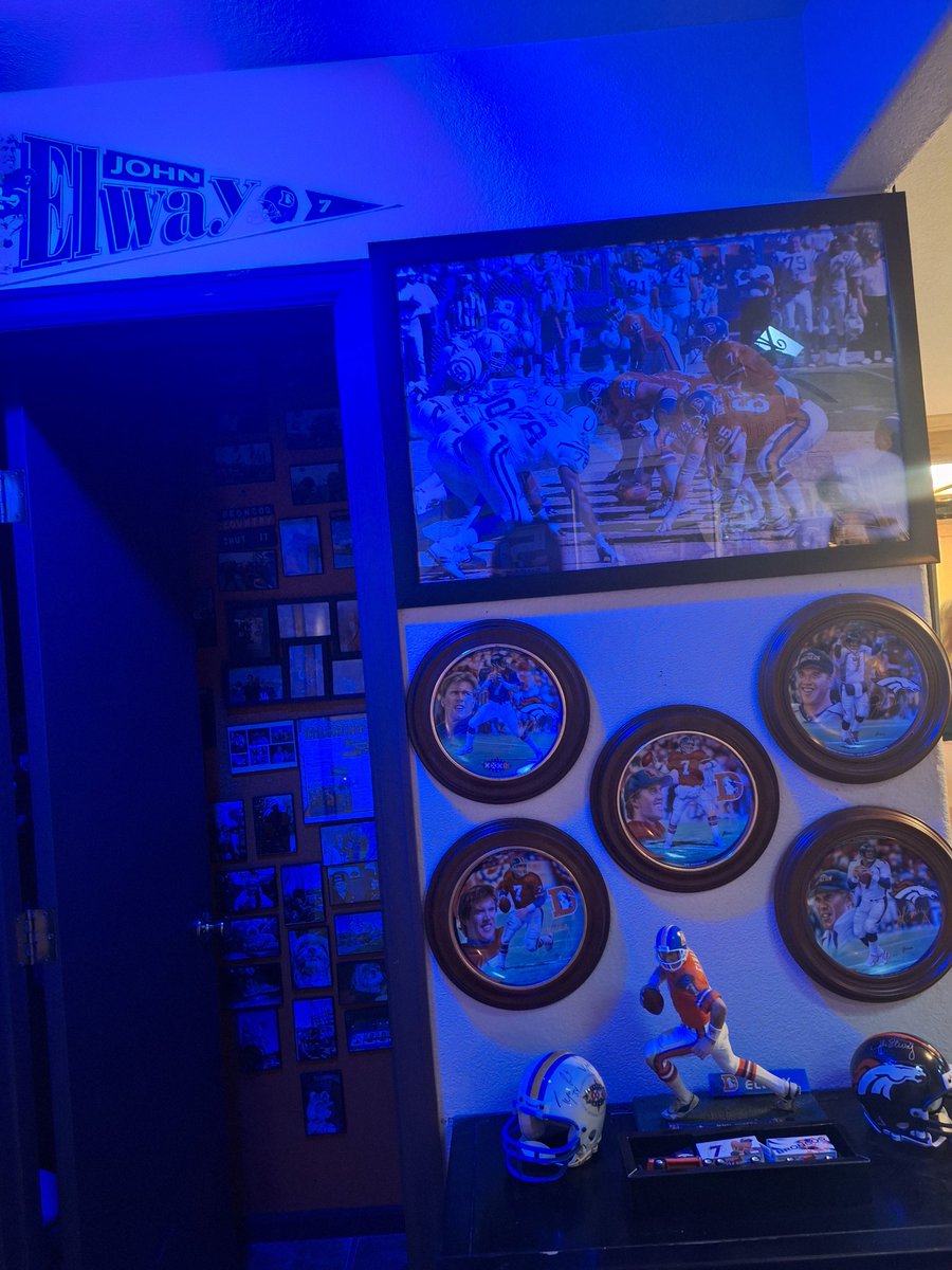 Hoodlum71's tweet image. Spent the weekend finding space for all the @Broncos stuff I was gifted by a friend.  Finding room is tough.  Lot of #Elway goodies.