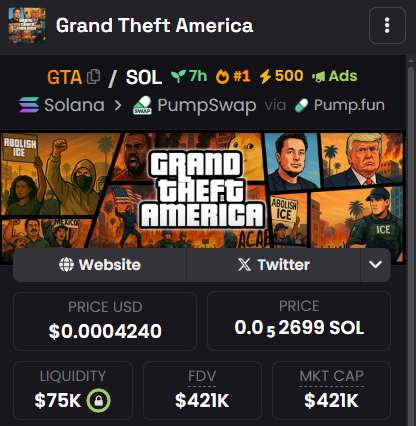 We’re #1 on DexScreener - we’ve overtaken <a href="/VerseWorld/">Verse World</a>  with its $1B MC. The power of our $GTA community is limitless. Let’s keep standing strong