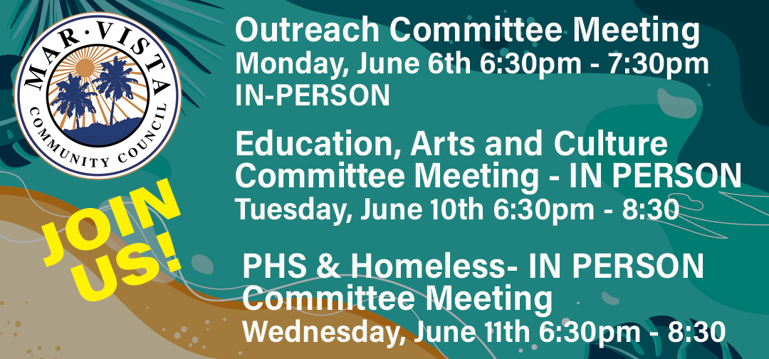 Join us at Outreach, Education + Arts and Homeless Committee Meetings - mailchi.mp/marvista/rezon…