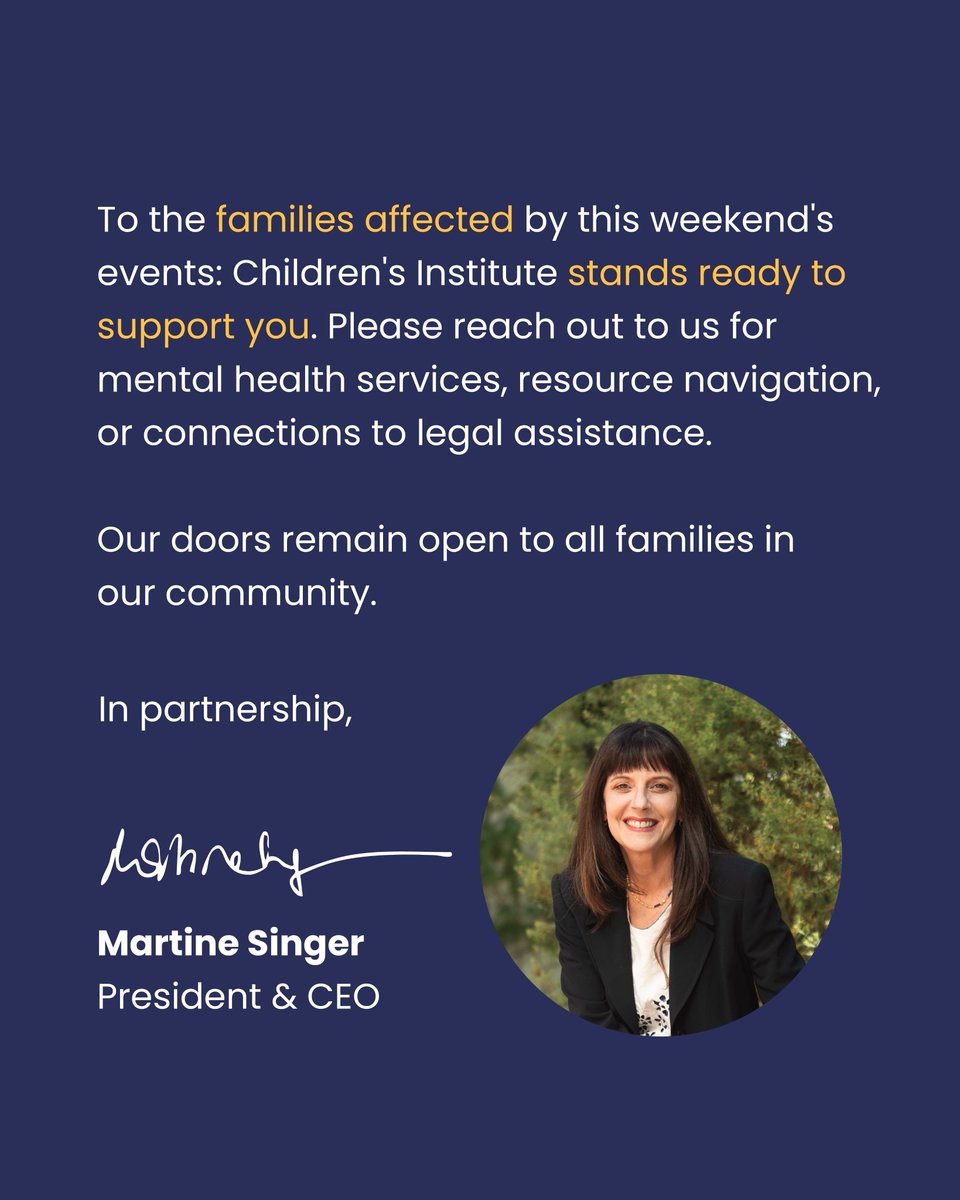 🚨 Children's Institute Statement on Recent Immigration Enforcement Actions 

#Immigration #families #community #support #LA