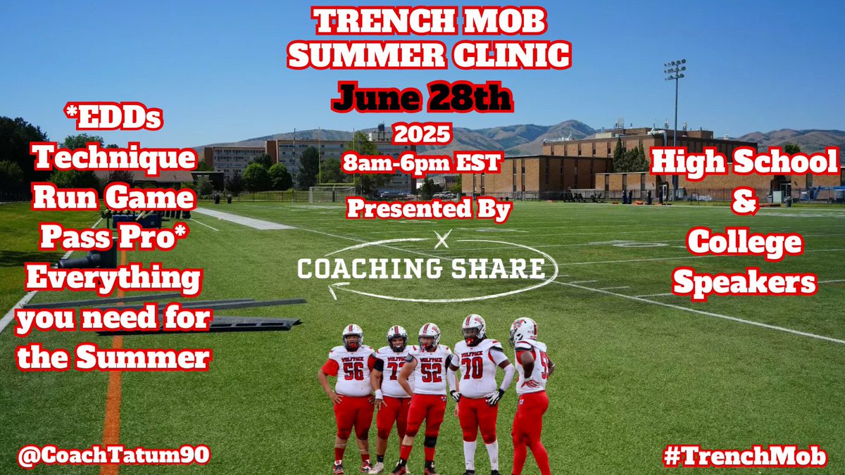 CoachTatum90's tweet image. Ian Tatum
OC/OL Coach 
Walkertown HS (NC)

OL Coaches are the best PEOPLE in the community!
If you’re interested in our Free &amp;amp; Online OL Clinic DM me to sign up!

#Trenchmob
#Hogfbchat