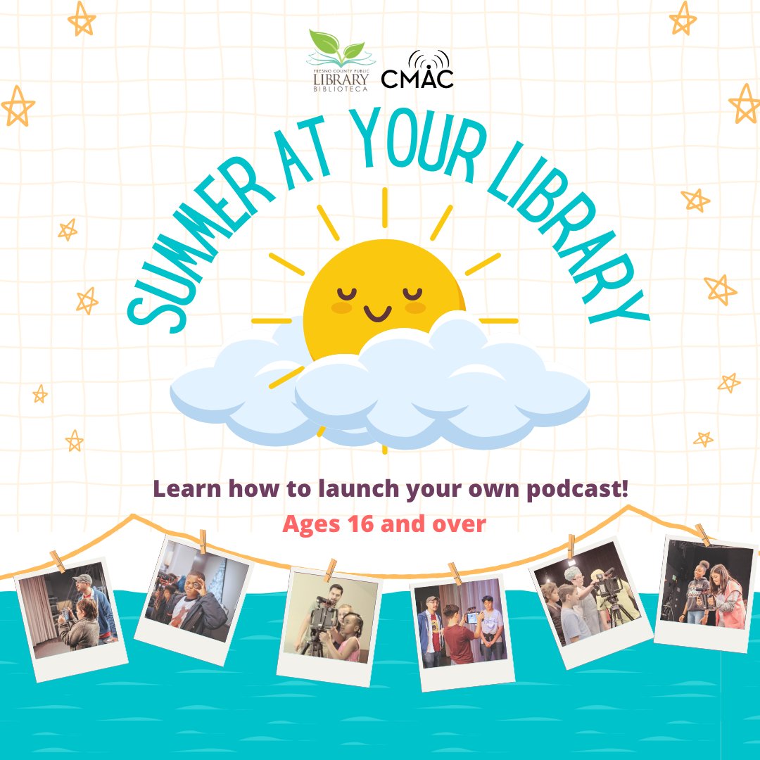 CMACTV's tweet image. Start your summer learning how to create a podcast! ☀️
Get behind the mic and learn how to plan, record, and launch your very own podcast in these fun, hands-on workshops designed for youth over 16 years old. 🎤
🚀💫 cmac.tv/summer-at-your…
#LibraryWorkshops #ShareYourStories