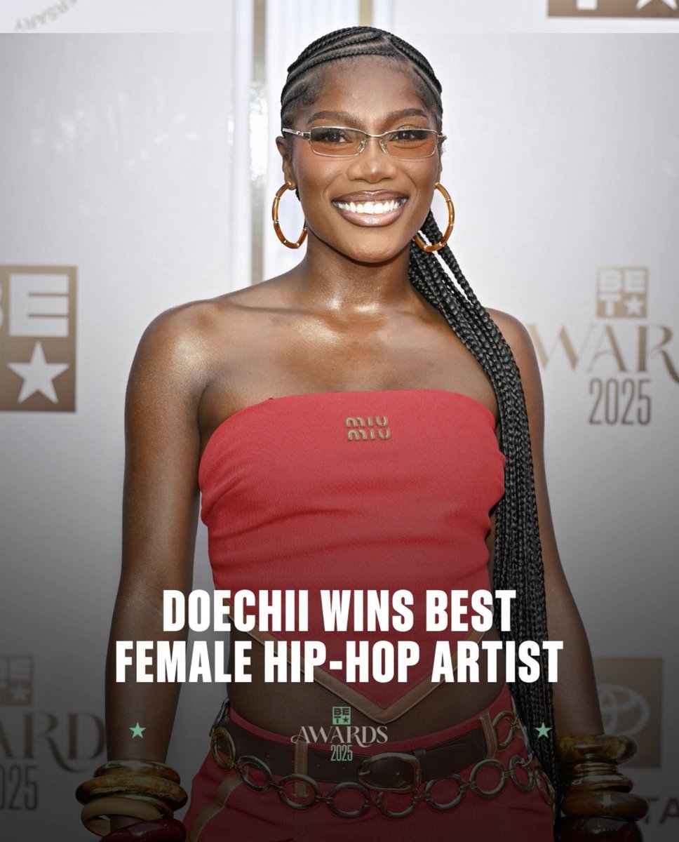 Congratulations <a href="/officialdoechii/">Swamp Princess🐊</a> 🥂 <a href="/BETAwards/">#BETAwards</a> Female Hip-Hop Artist Of The Year! <a href="/BET/">BET</a>