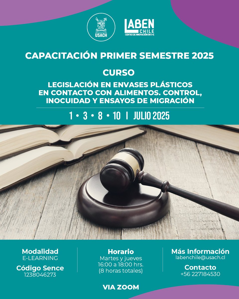 ¡ATENCIÓN! ¿Trabajas con envases en contacto directo con alimentos? ¿Necesitas conocer las exigencias legislativas? Este curso es para ti: 

"Legislación en envases plásticos en contacto con alimentos. Control, inocuidad, y ensayos de migración"

¡Inscríbete AHORA!
