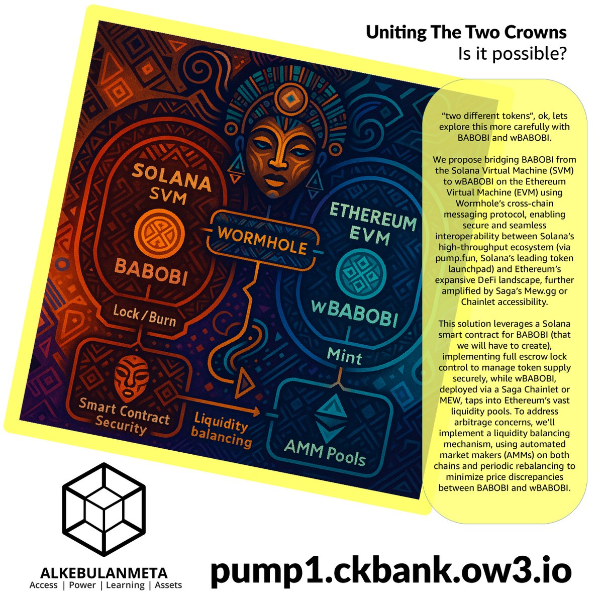 Hi <a href="/a1lon9/">alon</a>,

What are your thoughts on Uniting The Two Crowns: 👑🖤👑? 

<a href="/beccaliao/">Rebecca Liao ⛋</a> &amp; <a href="/astehmari/">Astehmari Batekun</a> have been reasoning; hope you and <a href="/jinghiskwon/">Jin Kwon ⛋</a> joins to build points! Is it time to bridge $BABOBI (@Solana @pumpdotfun) &amp; w$BABOBI (<a href="/ethereum/">Ethereum</a>  <a href="/Sagaxyz__/">Saga ⛋</a> #Chainlet) via the mighty