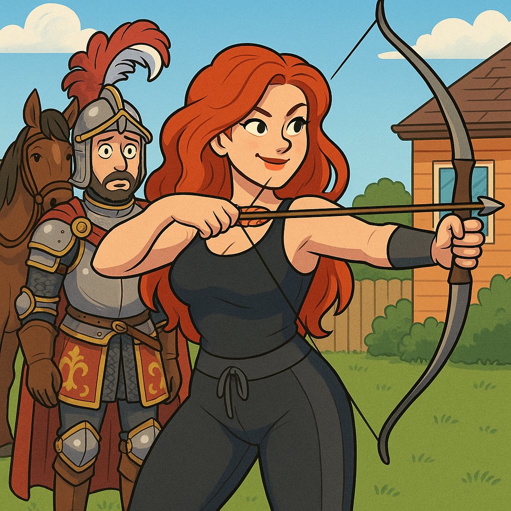 My wife just took up archery (true), which is cool and all, but only after I told her I was getting into 15th-century French cavalry cosplay.

#ifyouknowyouknow