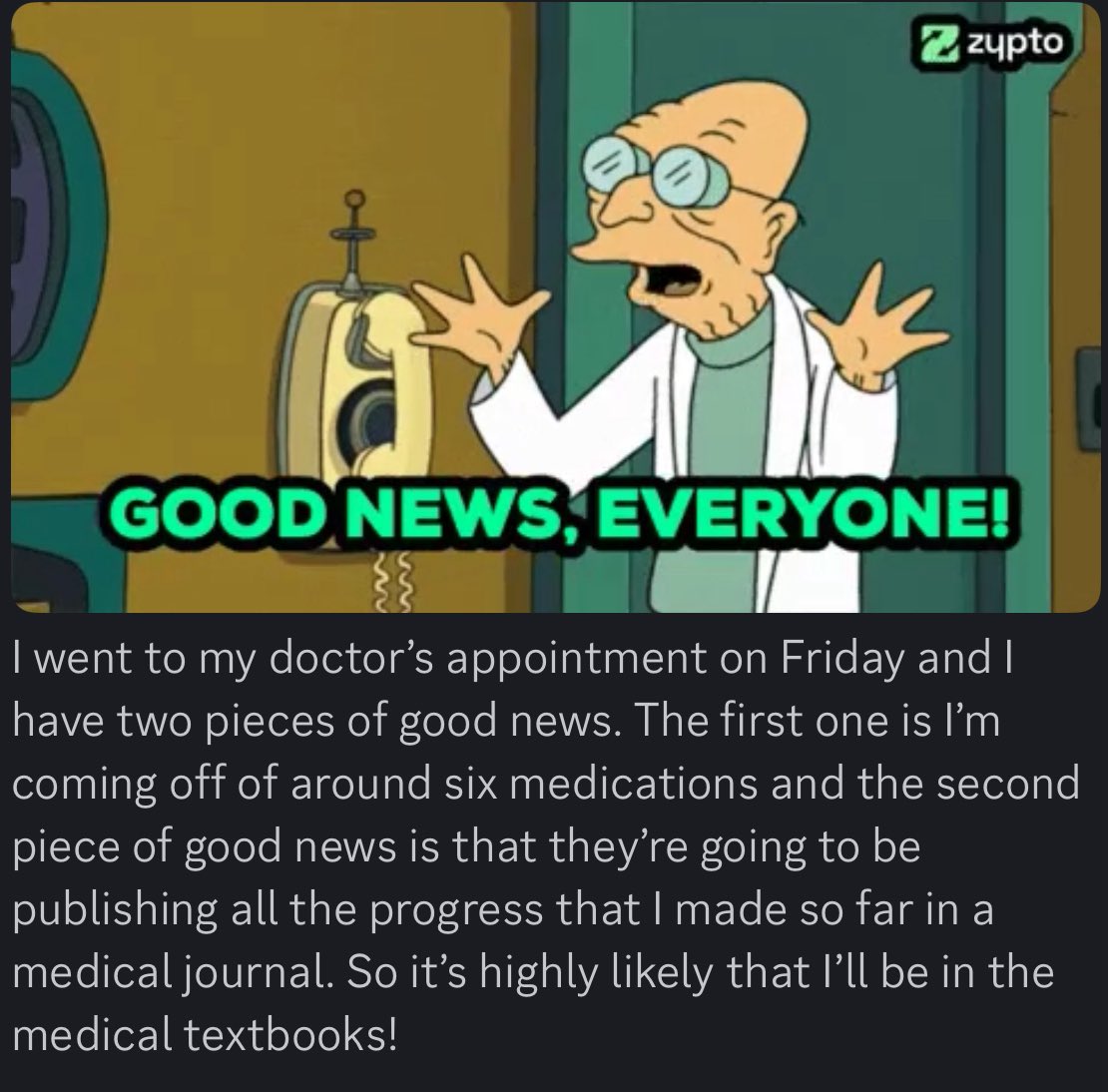 Last Friday I got some good news from my neurologist appointment :D