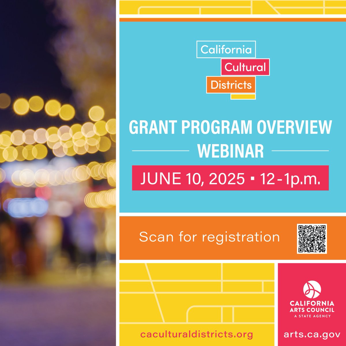 Join us tomorrow from 12-1 p.m. for our California Cultural Districts grant webinar! CAC Program staff will provide an overview of the 2025 Cultural Districts program for prospective applicants. Register now to reserve your spot: tiny.cc/CCDWebinar2025 #ArtsCA