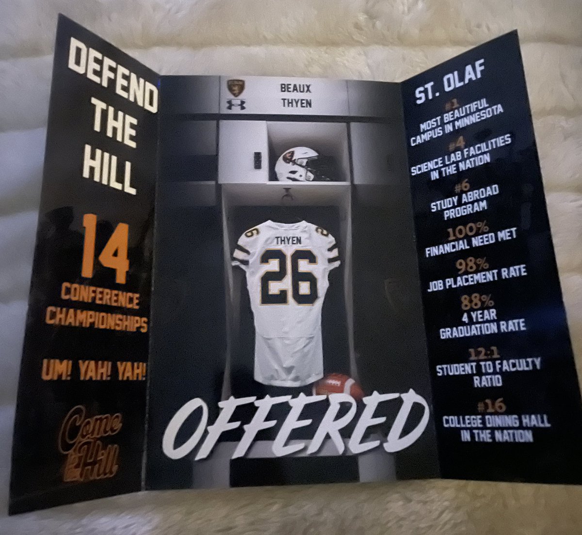 BeauxThyen (@beauxthyen) on Twitter photo Excited to say I’ve received an offer from <a href="/StOlafFB/">St. Olaf Football</a>! Thank you to <a href="/CoachLucasKlein/">Lucas Kleinschrodt</a> and <a href="/Coach_MPaulson/">Matthew Paulson</a> along with the rest of the staff!! <a href="/Crimsonfootball/">Crimsonfootball</a> <a href="/spurrlyman/">Adam Spurrell</a> Excited to say I’ve received an offer from <a href="/StOlafFB/">St. Olaf Football</a>! Thank you to <a href="/CoachLucasKlein/">Lucas Kleinschrodt</a> and <a href="/Coach_MPaulson/">Matthew Paulson</a> along with the rest of the staff!! <a href="/Crimsonfootball/">Crimsonfootball</a> <a href="/spurrlyman/">Adam Spurrell</a>