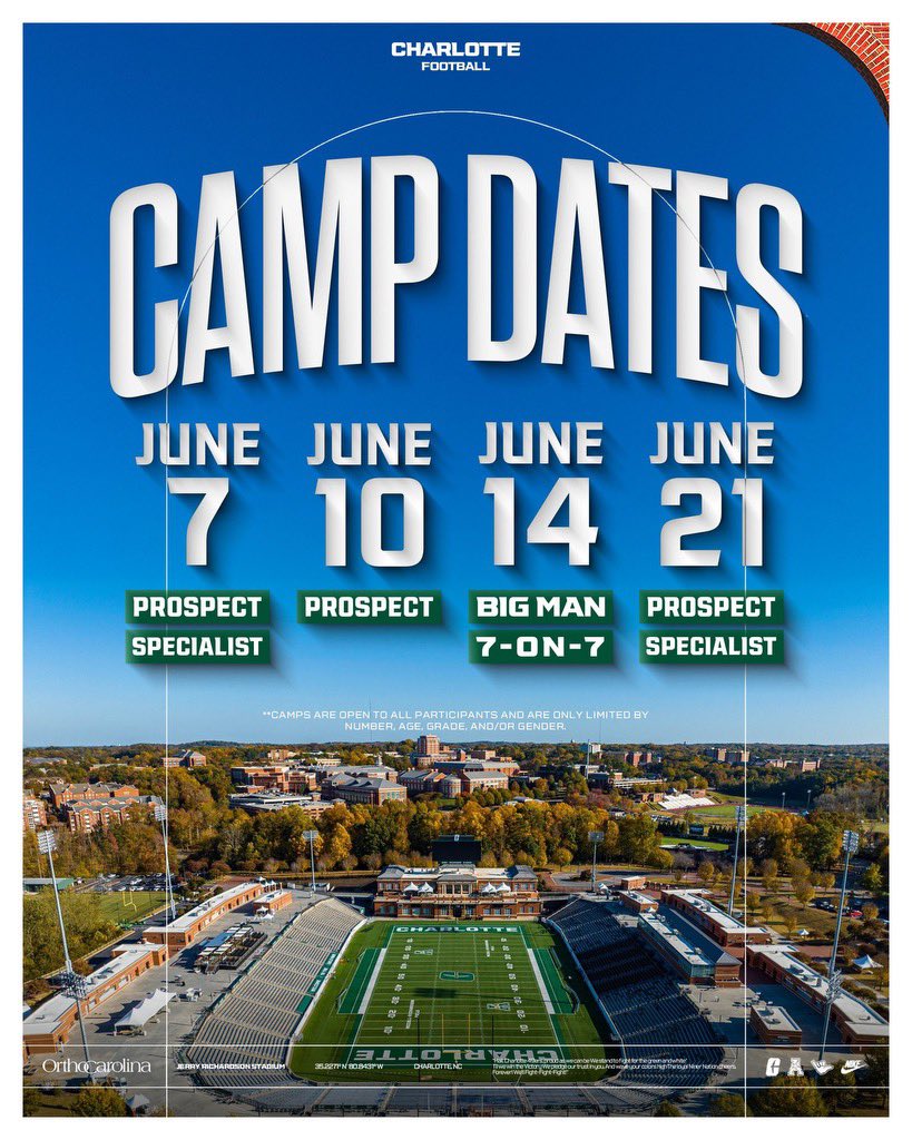 cartercliff2's tweet image. I will be at uncc tmr for the prospect camp im coming for it all!
@CoachBlakeOL
@CoachVereen
@CoachTFitch
@NorthMeckFB