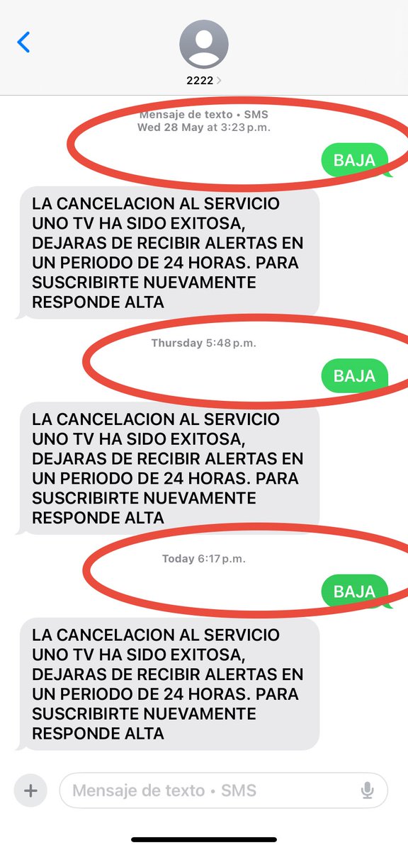 clientemx's tweet image. @Telcel @ServicioTelcel Buenas tardes.
De manera atenta solicito que me den de baja el servicio de noticias de @UnoNoticias que llega SMS.
¡Nunca solicité su activación!
@IFT_MX @AtencionProfeco @Profeco @arturoelias
#Telcel #SpamSMS #ServicioNoSolicitado #CancelacionDeSMS
