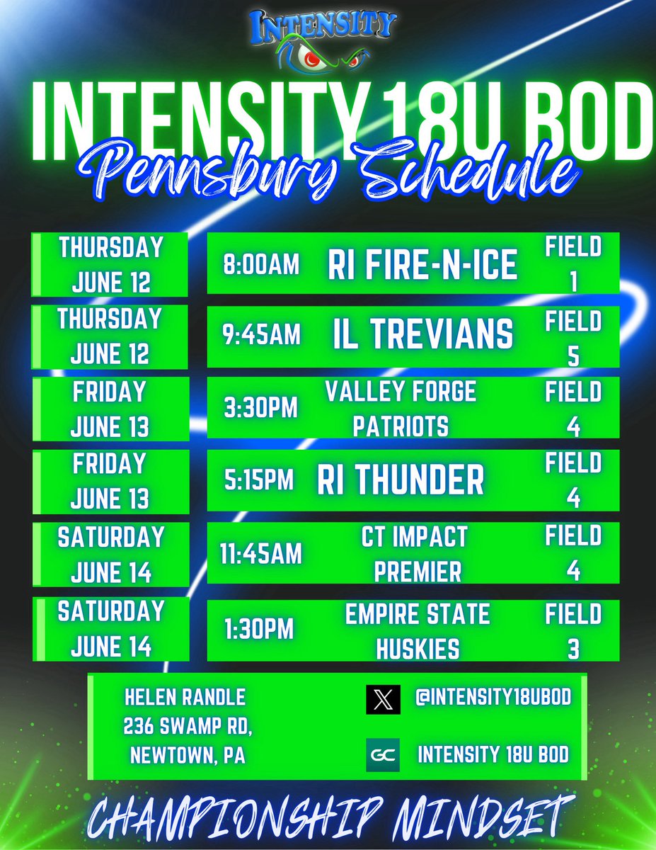 Up next… Pennsbury Invitational!! 
<a href="/Intensity18uBOD/">Intensity 18u BOD Premier</a>