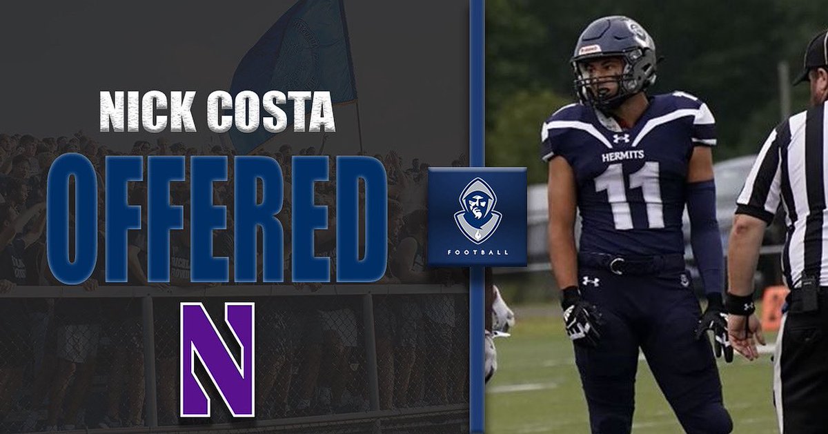 Congratulations to Class of 2026 DL Nick Costa (<a href="/NickCosta2026/">Nick Costa</a>) for receiving his fourteenth Division 1 offer from <a href="/NUFBFamily/">Northwestern Football</a>! #CheckEveryBox ✅ #PunchYourOwnTicket 🎟️ 

#HermitPride 🔝