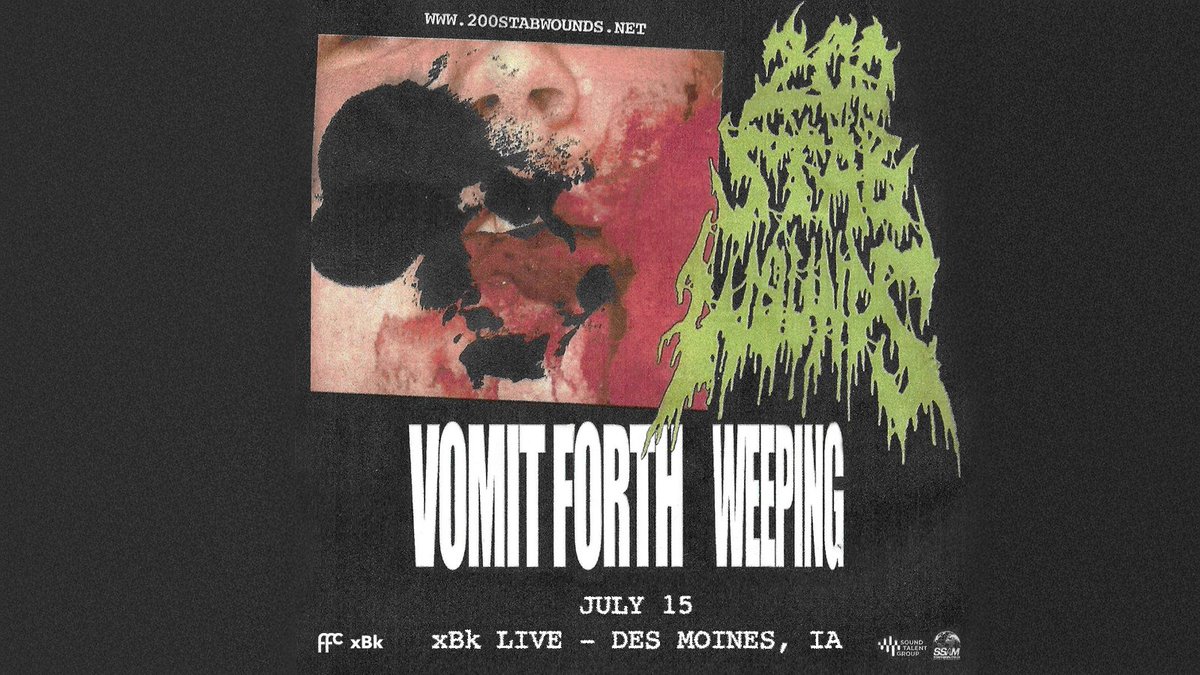 First Fleet Concerts (@firstfleet) on Twitter photo Just Announced! <a href="/200StabWounds/">200 STAB WOUNDS</a> are making their way to <a href="/xBklive/">xBk Live</a> in Des Moines, IA on July 15th with <a href="/VomitForth/">πππππ π
ππππ</a> and Weeping. π₯
Tickets on sale now // seetickets.us/200stabwounds Just Announced! <a href="/200StabWounds/">200 STAB WOUNDS</a> are making their way to <a href="/xBklive/">xBk Live</a> in Des Moines, IA on July 15th with <a href="/VomitForth/">πππππ π
ππππ</a> and Weeping. π₯
Tickets on sale now // seetickets.us/200stabwounds