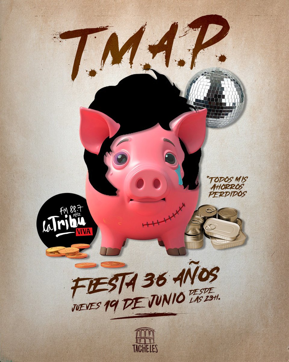 fmlatribu's tweet image. FIESTA CUMPLE 36 AÑOS LA TRIBU 💥 🎂
TMAP (Todos mis ahorros perdidos)

A tiempos difíciles… ¡precios amigos! Así que a valores bien económicos, podés sacar tu anticipada o venirte a bailar ese día.
👇