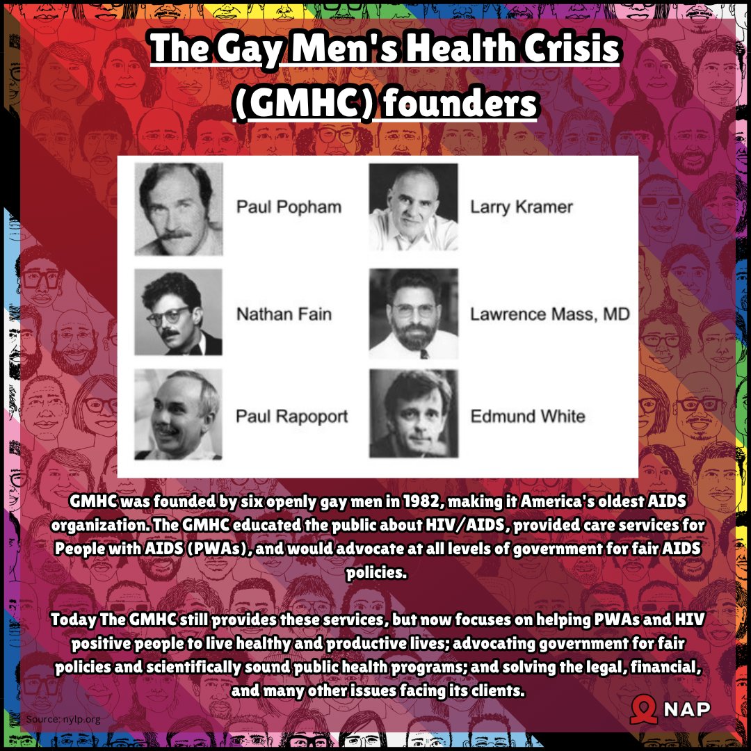 🏳️‍🌈 Just sharing some iconic advocacy behavior from six openly gay men in the 80s during Pride month.

#GMHC #HIVAdvocacy #HIVAIDS #HIVAwareness #PrideMonth #Pride #LGBTQIA #LGBTQ #Nebraska #NebraskaAIDSProject