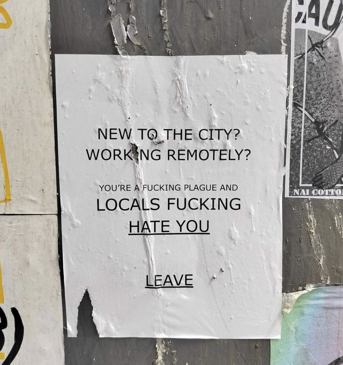 Slatzism's tweet photo. it’s so funny to contrast how Mexicans in the US are protesting against deportations while Mexicans in Mexico have been revolting against their own economic migrants and want them all deported.

you can’t go anywhere in Mexico City without seeing posters like these https://t.co/ILmWX6ZW31