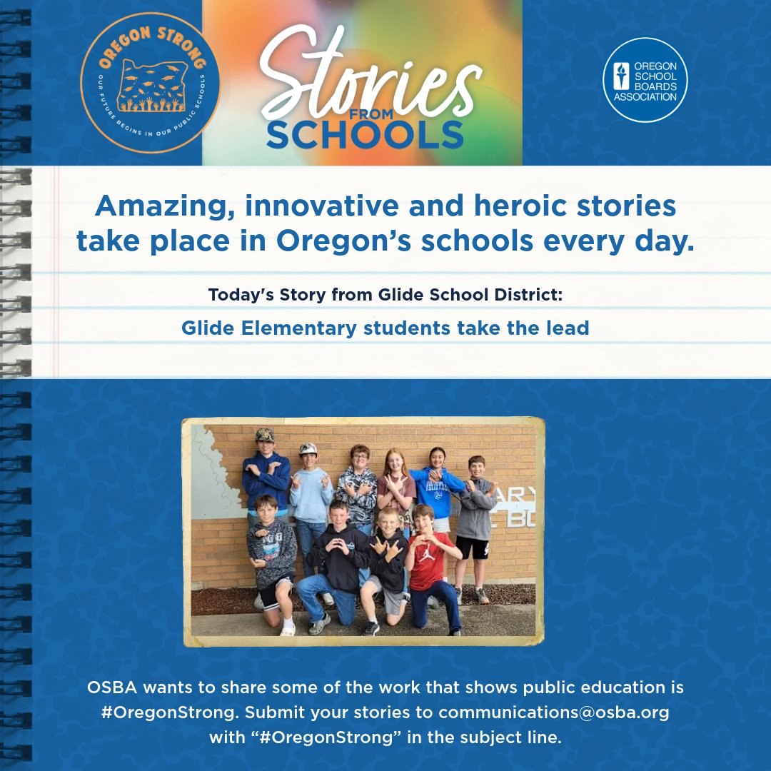 Today we have a story from Glide School District:
Glide Elementary students take the lead

Read more: douglasesd.k12.or.us/about-douglas-…

#OregonStrong #oregon #publiceducation #studentsuccess #educationmatters