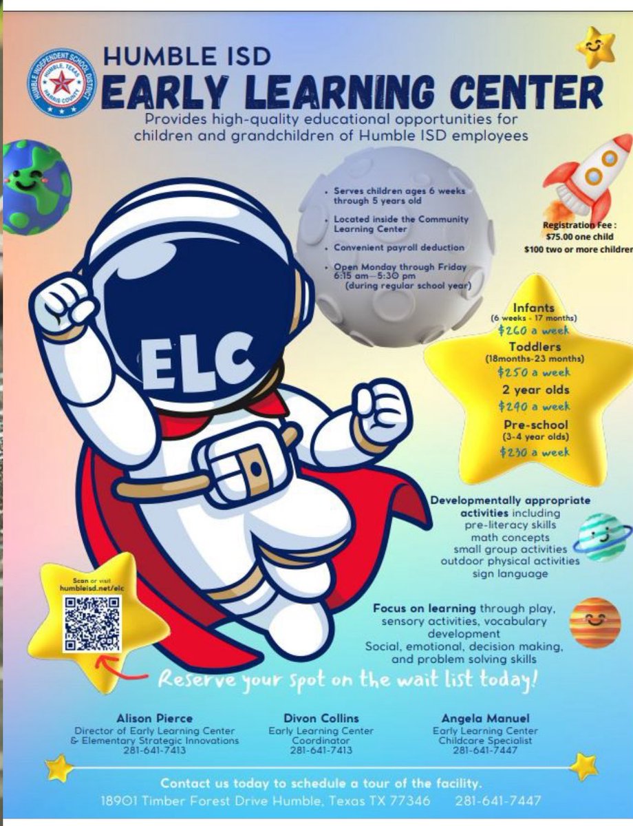 Humble ISD Early Learning Center (@humbleisd_elc) on Twitter photo Humble ISD Early Learning Center enrolling for the 25-26 school year. Children 6wks - 5 years old. Sign up today: humbleisd.net/o/clc/page/ear…
<a href="/HumbleISD/">Humble ISD</a> Humble ISD Early Learning Center enrolling for the 25-26 school year. Children 6wks - 5 years old. Sign up today: humbleisd.net/o/clc/page/ear…
<a href="/HumbleISD/">Humble ISD</a>