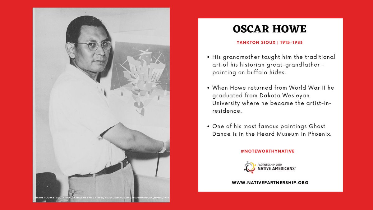 PWNA4hope's tweet image. Happy #NoteworthyNative Monday! ✨

Oscar Howe broke barriers in Native art with his bold, abstract style rooted in tradition. Once dismissed for not fitting the mold, he's now honored as a visionary. 

Learn more: NativePartnership.org/Noteworthy-Nat…
.
.
#PWNA4Hope #OscarHowe #NativeArtist