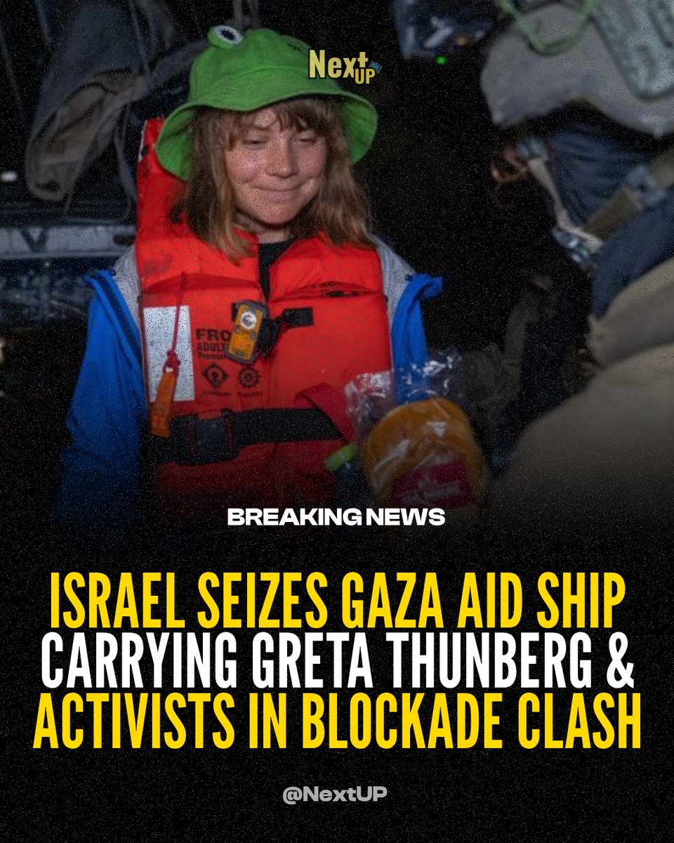 InsightnNews's tweet photo. Israeli forces intercepted the Madleen, a Gaza-bound aid ship with Greta Thunberg &amp; 11 activists, in international waters. The Freedom Flotilla Coalition’s mission to break Israel’s blockade was called a “selfie yacht” stunt. Activists face deportation #Gaza #Thunberg #News https://t.co/PLtyWIOoc6