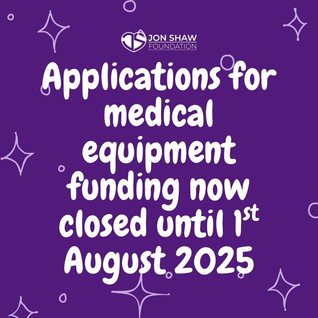 🔔 Important notice 🔔
Due to a significant increase in demand over recent weeks, applications for funding for medical equipment are closed until 01 August. This will allow us time to process the backlog. Please note that applications for bereavement support remain OPEN.
