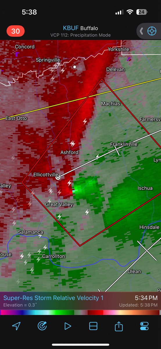weather_buffalo's tweet photo. A tornado just went through great valley across the southern tier. Pretty large debris ball https://t.co/5oQNpEkJ4u