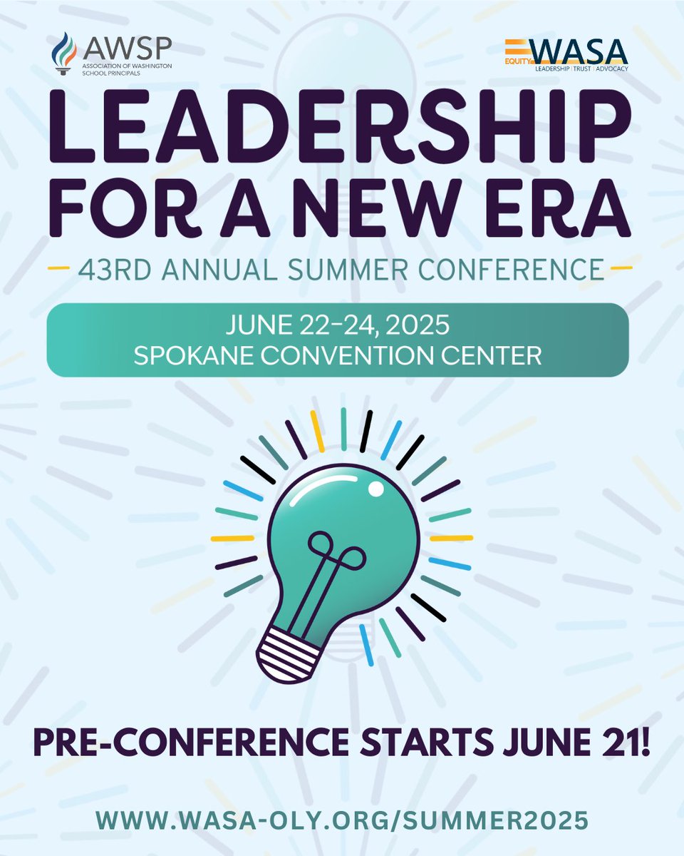 Can you believe the 43rd Annual Association of Washington School Principals/WASA Summer Pre-Conference is only 12 days away? 

Will we see you there? Let us know in the comments! 👇