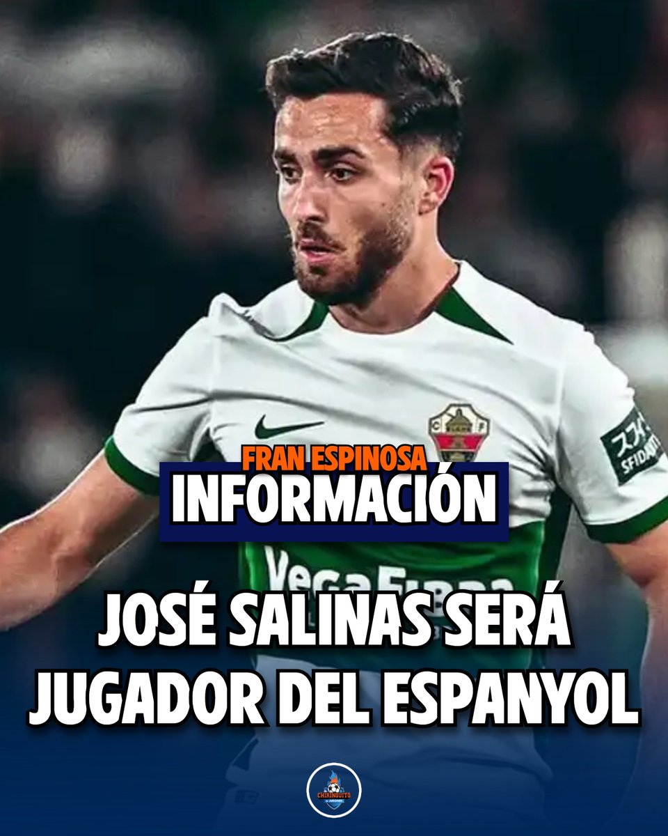 ✍️ José Salinas será jugador del Espanyol la próxima temporada.

👉 El jugador, que acaba contrato con el Elche el 30 de junio, se unirá a la disciplina perica. 

ℹ️ <a href="/FranEspi5/">Fran Espinosa</a>