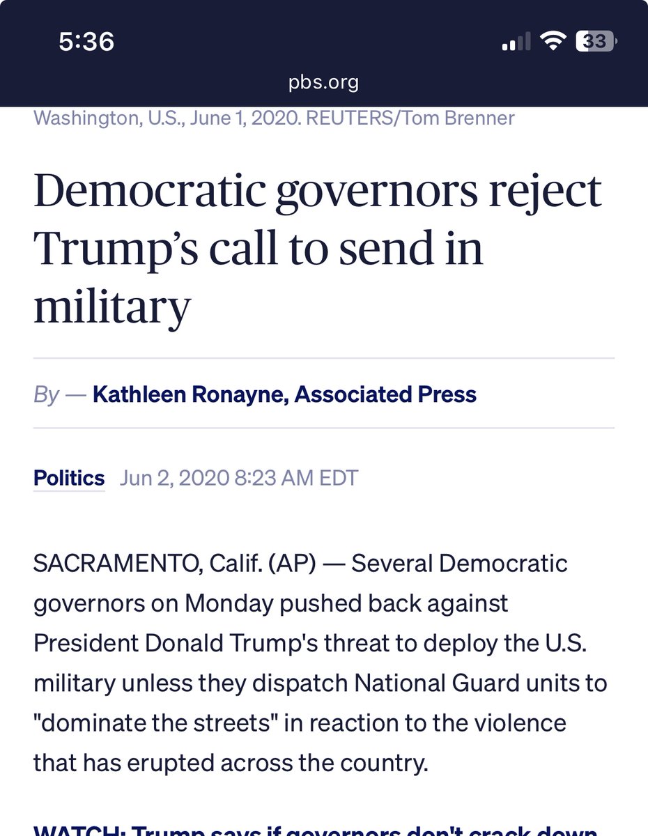 In 2020 Democrat governors refused to send in the military to quell protests. The result? More than 15 dead, thousands hospitalized and two billion in damage. Kudos to President Trump for overruling the fools this time. Send in the marines.