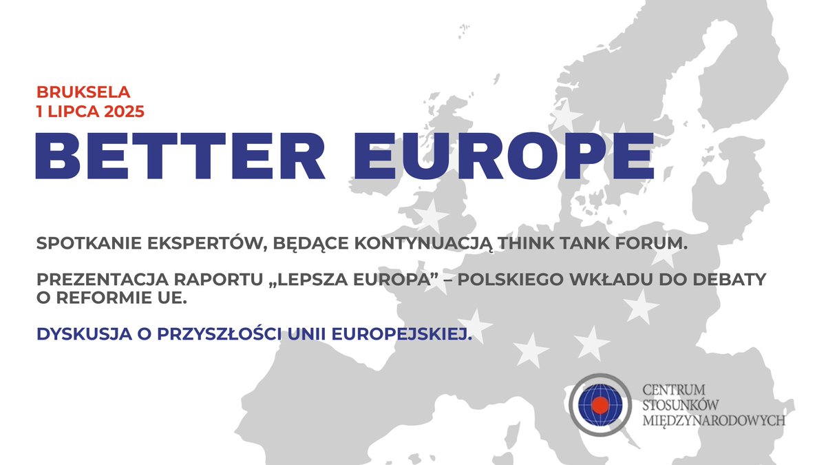 CIR_CSM's tweet image. Polska zaprezentuje w Brukseli swój punkt widzenia na przyszłość UE! 🇪🇺🇵🇱

W raporcie „Better Europe” nasi eksperci wypracowali konkretne propozycje reform UE — od wzmocnienia innowacji, przez bezpieczeństwo, po spójną politykę klimatyczną.

Przez sześć miesięcy odwiedzaliśmy…