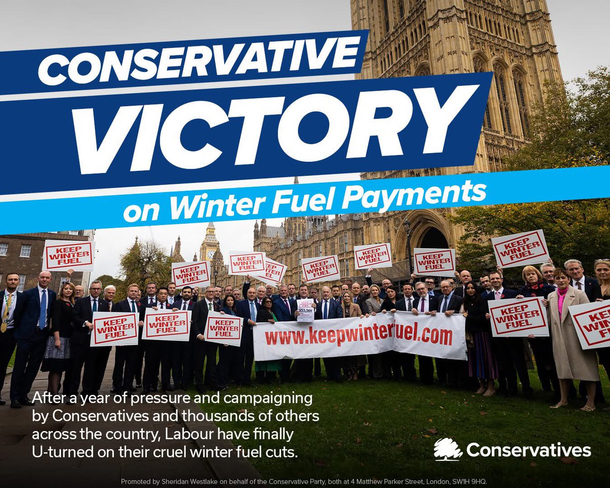 🇬🇧 Weaver Vale Conservatives 🇬🇧 (@weavervaletory) on Twitter photo Labour have finally been forced to u-turn on their cruel cuts to the winter fuel allowance for pensioners.
But it was a decision they never should have made. Never forget.
Over 330,000 signatures on our petition. Thank you. Together we have forced Labour to u-turn. Labour have finally been forced to u-turn on their cruel cuts to the winter fuel allowance for pensioners.
But it was a decision they never should have made. Never forget.
Over 330,000 signatures on our petition. Thank you. Together we have forced Labour to u-turn.