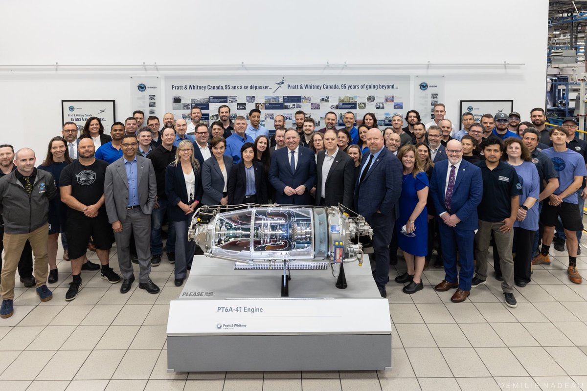francoislegault's tweet photo. À Longueuil, avec la ministre @CFrechette et les dirigeants de @prattandwhitney Canada pour discuter de projets en aérospatiale au Québec, un secteur clé qui peut créer des milliers d’emplois spécialisés, générer des retombées majeures et positionner le Québec sur la scène internationale.