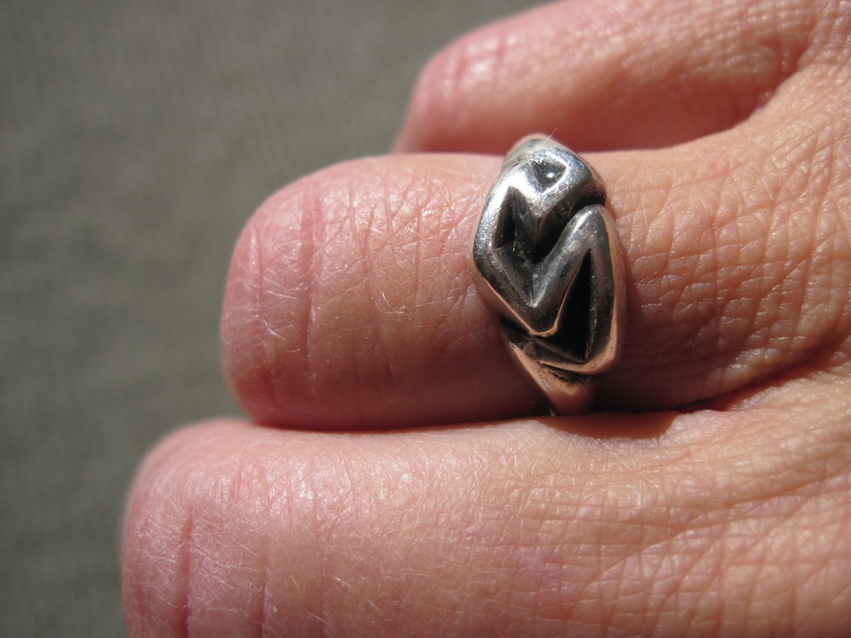 More Jewelry! The smaller ring found its way serendipitously from a Cranbrook student to daughter Celia 60 years later! Silver biomorphic shape. #bertoia #modernism #MCM #silver