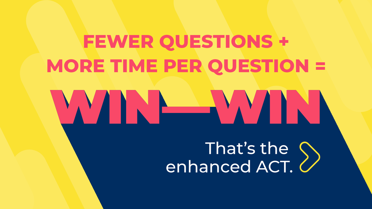 It's easier to do your best when you're not racing the clock ⏰ The enhanced ACT gives you more time to think on each question: hubs.ly/Q03rmCbF0