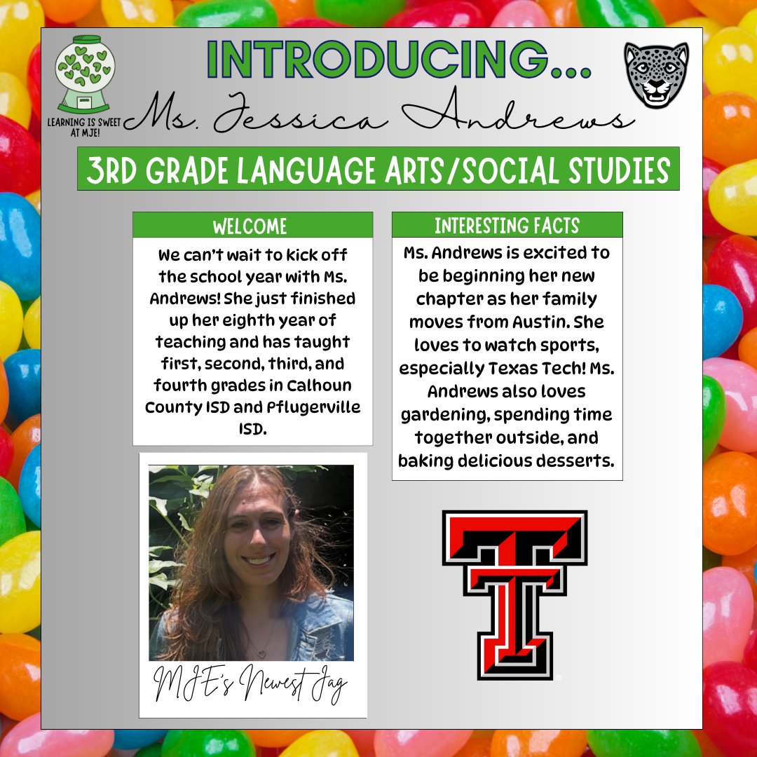 Please join us in welcoming Ms. Jessica Andrews to the MJE family! 🐾 Stay tuned to get to know our newest Jags! #mjejags #meetMJE