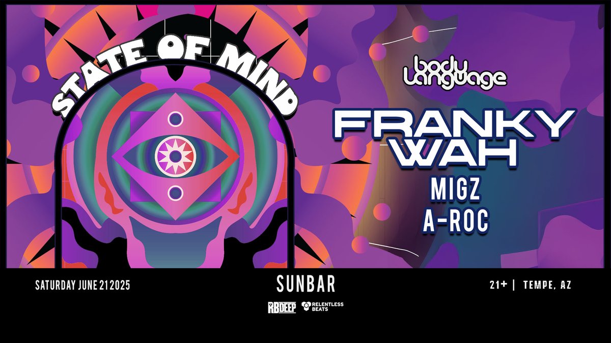 #SupportAnnounce: Franky Wah brings the melodic heat to Sunbar on June 21, with Migz and A-Roc setting the tone 🌅🔊

From warm-up grooves to peak-hour emotion, this night’s built for the deep end.
Tickets → tixr.com/e/145396
#FrankyWah #Sunbar #RelentlessBeats