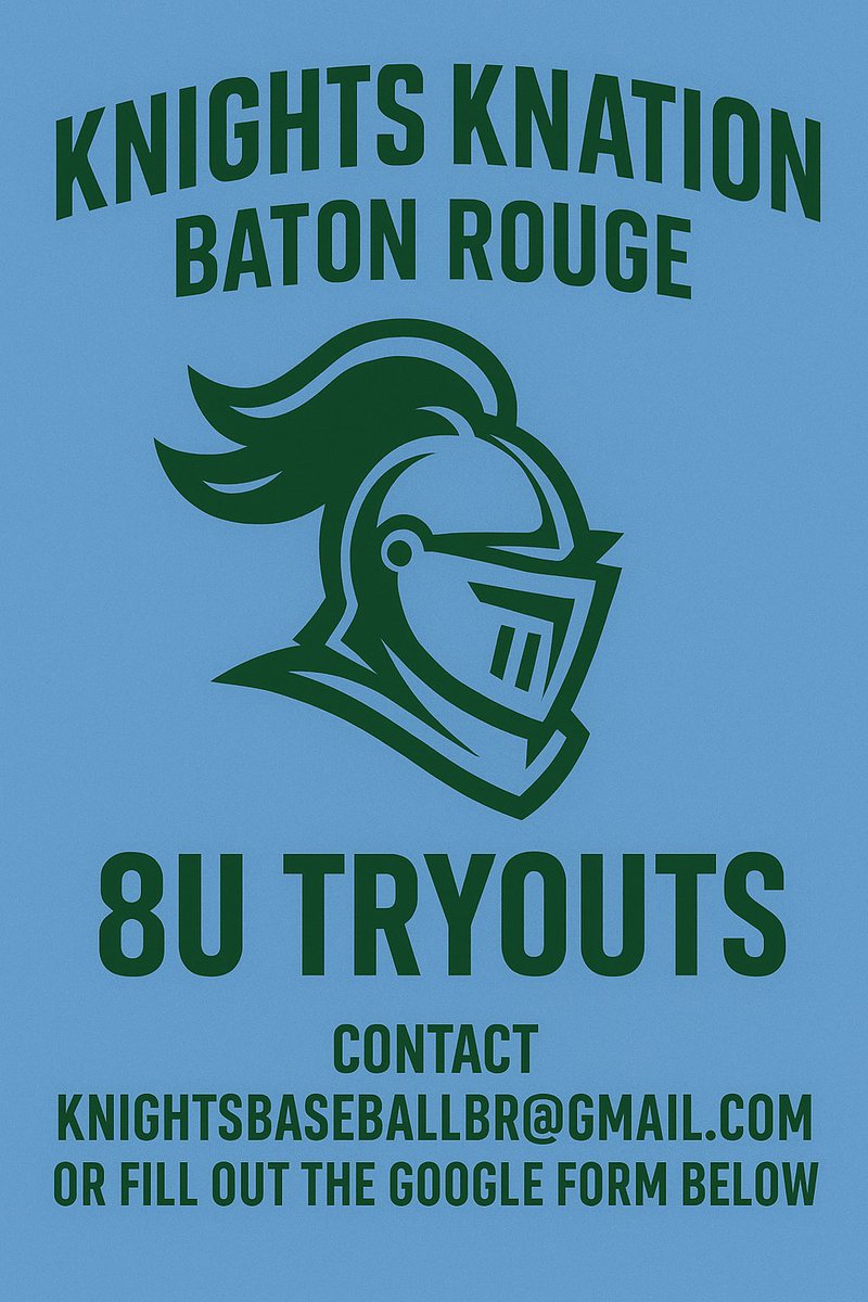 LAKnightsBR's tweet image. 🚨🚨🚨8U Tryouts!!🚨🚨🚨

Please email us at knightsbaseballbr@gmail.com or fill out this form for more info: docs.google.com/forms/d/e/1FAI…